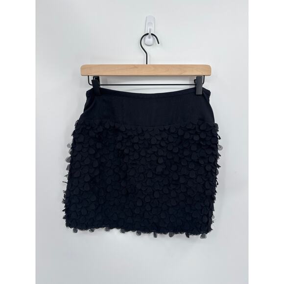 Catherine Malandrino 15.5 inch Black 100% Silk Petal Overlay Skirt Size 8 EUC - Picture 2 of 8